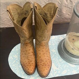 Tony Lama Honeycomb Leather Ostrich Cowboy Boots Men’s 12D